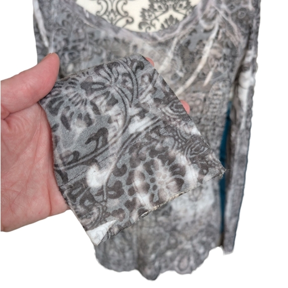 prAna Rapture Top Women S Cotton Blend Semi Sheer Grey White Y2K Shabby Fairy - Picture 5 of 15